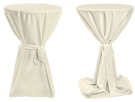 TexDeko® Stehtischhussen Premium mit Schleifenband Blickdicht für Bistrotische Bartische Tisch-Überzug Creme Ø 80cm Oeko-TEX Zertifikat