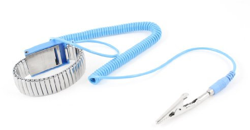sourcing map Azul Anti-Estático ESD Pulsera Metal Ajustable Conexión a Tierra Pulsera