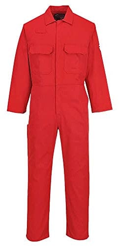 Portwest Buzo Ignífugo Bizweld, Tamaño: 4XL, Color: Rojo, BIZ1RER4XL