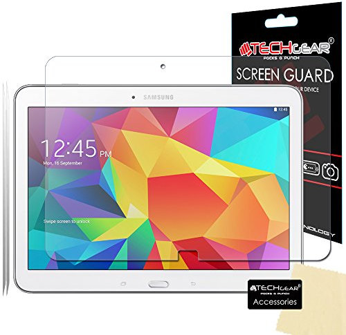 TECHGEAR [2 Pack] Protection d'Écran pour Galaxy Tab 4 10.1, Film de Protection Écran Ultra Clair avec Chiffon et Carte d'Application Compatible pour Samsung Galaxy Tab 4 10.1 Pouces (SM-T530)