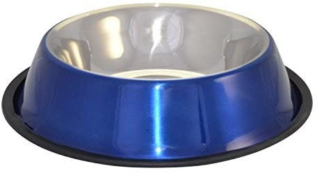 Ellie-Bo Dog or Cat Stainless Steel Anti-Skid Food Bowls in 6 Sizes and 4 Colours (1.47L XLARGE, BLUE)