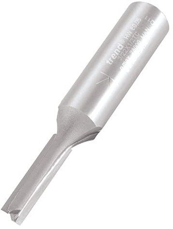 Trend Professional Straight Two Flute Router Cutter Bit, 1/2 Inch Shank, 6.3mm Cut Diameter, 25mm Cut Length, Tungsten Carbide Tipped, 3/22X1/2TC
