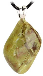 Budawi® grüner Opal Trommelstein Anhänger Kettenanhänger 925 Silber Öse