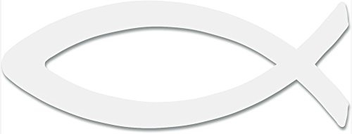 ICHTHYS FISCH AUFKLEBER 13 cm WEISS wetterfest für AUTO FAHRRAD TÜR oder FENSTER christliches SYMBOL von MaMeMi