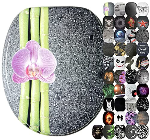 Sanilo Sedile WC con chiusura ammortizzata, grande scelta di copriwater neri da legno robusto e di alta qualità (Asia)