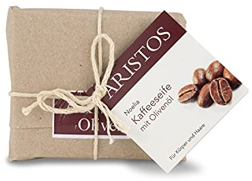 Olivenölseife mit Kaffee | Haarwaschseife | Duschseife | Seife für Peeling | Strapazierte Haut | ARISTOS (1x 90 g)