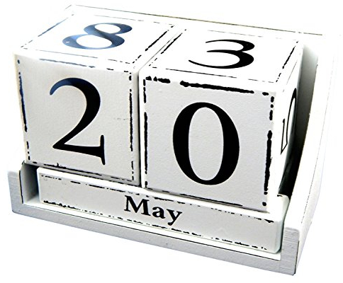 Dauerkalender Würfel im Antik Stil Stehkalender Shabby Look Kalender für Ihren Schreibtisch (Weiss)