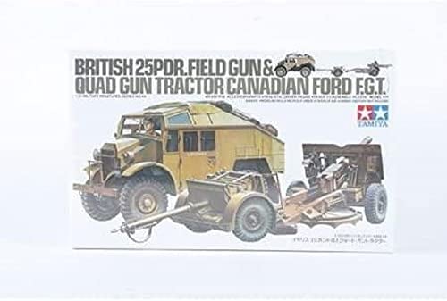 TAMIYA- British 25LB Gun Veicolo Modellino in Scala, Colore Mimetico, Small, 35044