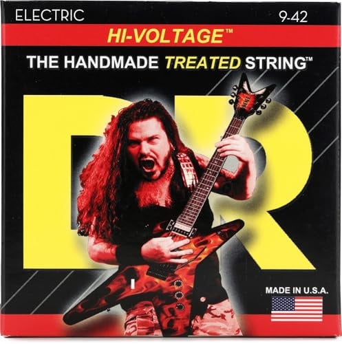 DR Strings HI-VOLTAGE DBG-9 – E-Gitarre Light 9-42 | Dimebag Darrell Signature, Hex Core, Nickel-Plated Steel, Hoher Output, Made in USA