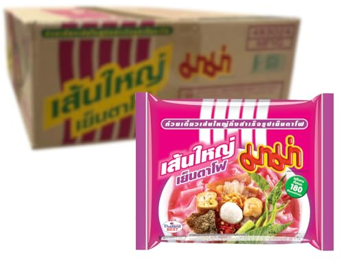 Mama Yentafo Instantnudeln - 30er Pack (30 x 50g) | Thailändische Reisnudeln, fertig in Minuten - inklusive Würzmischung, Studentenküche, Büro