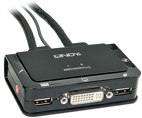 Lindy 42341 DVI KVM Switch Compact USB 2.0 Audio 2 Port schwarz