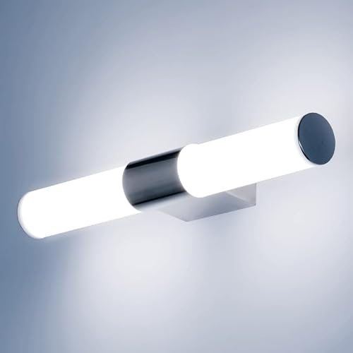 ELINKUME 40CM LED 8W Badezimmer Spiegelleuchte,Schrank Bad Make-up Moderne Beleuchtung Spiegellampe,IP65 Wasserdicht Edelstahl Einfache Mode Wandbeleuchtung Badleuchte Dekoration,880LM,Kaltweiß Licht