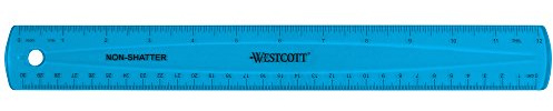 Westcott Shatterproof Ruler, Assorted Translucent Colors, 12