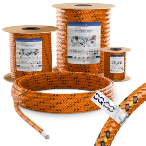 30m POLYPROPYLENSEIL 5mm ORANGE Traglast bis 244 kg Flechtleine Textilseil Leine Schnur Rope Kunststoffseil Polyseil geflochten