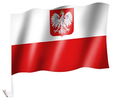 Autoflagge/Autofahne Polen mit Wappen/Adler