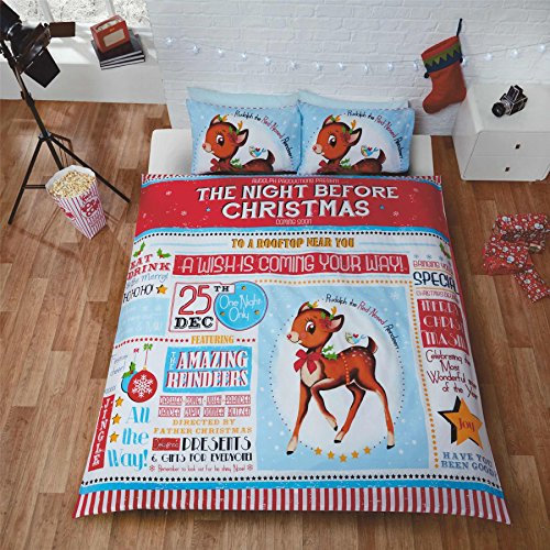 Rapport Home Bettwäsche-Set Night Before Christmas, Mehrfarbig, King Size, 2-teilig, 50% Baumwolle, 50% Polyester