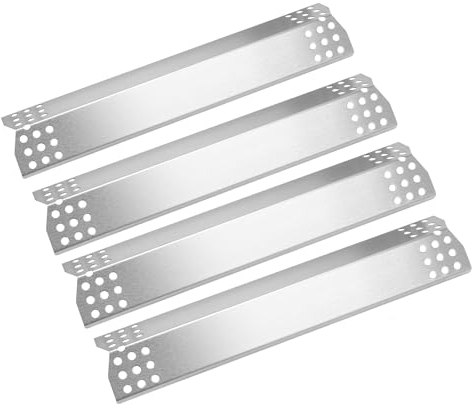 GFTIME 41x8cm Edelstahl Brennerabdeckung,Heizplatte Ersatzteile Edelstahl Flammenverteiler Hitzeschild Zubehör, 4 Stück