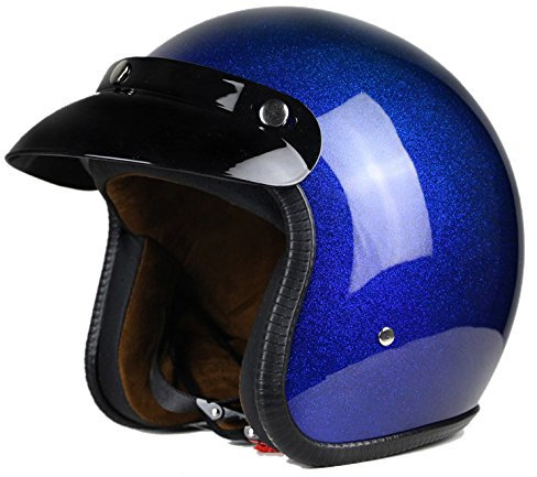 Woljay 3/4 Offener Sturzhelm, Helmet Motorrad-Helm Jet-Helm Scooter-Helm Halbhelme Motorrad Helm Flat Blau (L)