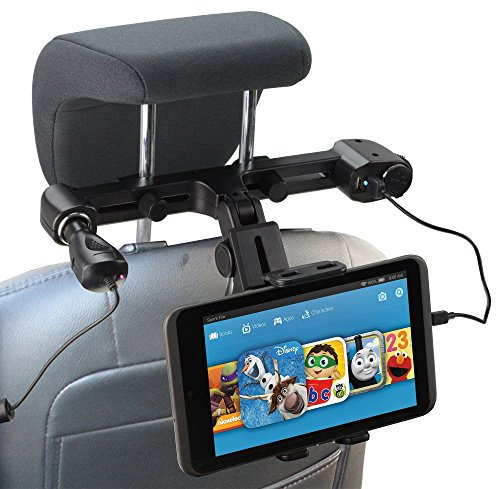 Navitech USB port 4.2A headrest mount with integrated car Car Charger for the Bush 12 inch Portable DVD Player/SONY DVP-FX810 / Nextbase NB49AM