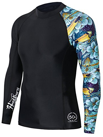 HUGE SPORTS Swim Shirts for Men UPF 50+ Quick-Dry Compression Long Sleeve Mens Rash Guard