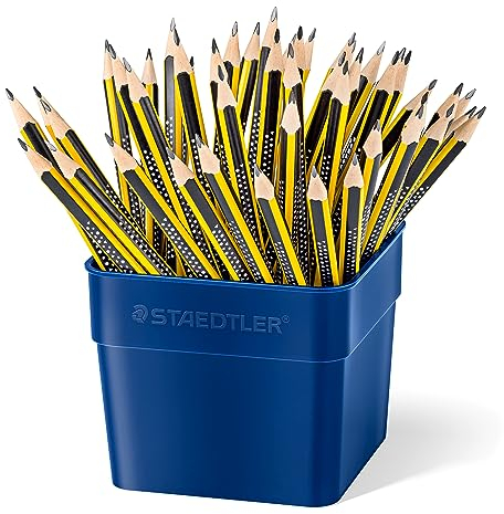 STAEDTLER Bleistift Noris, Hohe Bruchfestigkeit, ergonomische Dreikantform, Rutschfeste Soft-Oberfläche, Wopex-Material, Härtegrad HB, Köcherpackung mit 48 Bleistiften, 183 T48