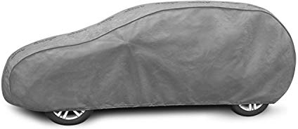 Autoabdeckung Wasserfest & Extrastark Atmungsaktive Autoplane Abdeckplane gegen Regen Schnee Wind UV-Strahlung Laub und Anderen Schmutz Autogarage Grau, L2 HB/Kombi L: 430-455 cm/H: 126-136 cm