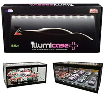 Vitrine de collection Illumicase+ avec lumières LED et base miroir et arrière pour modèles à l'échelle 1/64 1/43 1/32 1/24 1/18 Illumibox