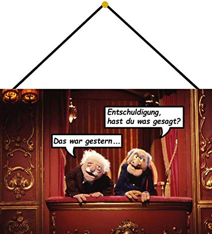 generisch Blechschild 20x30cm gewölbt mit Kordel Waldorf Statler Muppet Show Hast Du was Deko Geschenk Schild Tin Sign