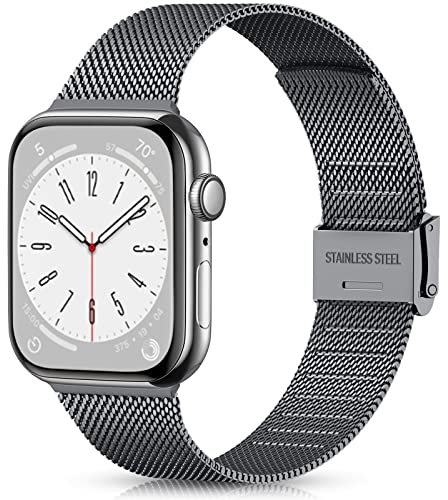 Ouwegaga Compatible With Apple Watch Strap 38mm 40mm 41mm 42mm 44mm 45mm, Stainless Steel Metal Straps Compatible with iWatch Strap Series 10 9 8 7 6 5 4 3 2 1 SE Ultra 2, 38mm/40mm/41mm Grey