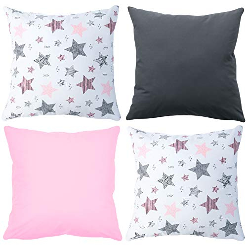 Amilian 4er Set; Dekokissen mit Füllung, Dekoratives Kissen, Zierkissen mit Kissenbezug, Kopfkissen, Sofakissen für Schlafzimmer, Wohnzimmer, Kinder Deko, Kissenhülle 20x20 inch Set 03