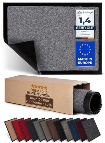Carpet Diem Fußmatte, einfach sauber I Schmutzfangmatte Eingangsbereich - Fussmatte Innen & Außen, rutschfeste Türmatte, Schmutzfang Teppich für Haustür I Fußabtreter in Grau 40x60 cm