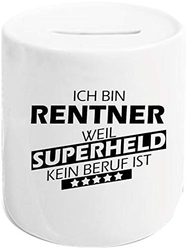 Shirtinstyle Spardose Sparschwein, Ich Bin Rentner Weil Superheld kein Beruf ist, Beruf Ausbildung Abschluss