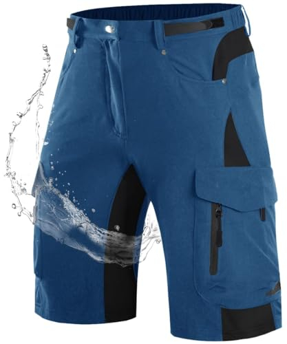 Wespornow Kurze Hosen Herren Cargo Shorts Herren mit 6 Taschen Arbeitshosen Männer Kurz Bermuda Wanderhose Fahrradhose Cargohose Chino Stretch Sommer Wandershorts MTB Hose (Indigo, L)