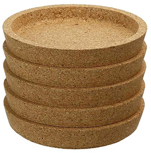 Fenteer Lip Cork Coasters for Drinks with A Raised Rim Set of 5 Absorbent Heat & Water Resistant Reusable Saucers Cup & Mug