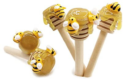 Honiglöffel mit künstlichem Honig, Mini-Biene, abgestuftes Tablett, Dekoration, Frühlingssommer-Farmhaus, Küche, Display, 5 Stück