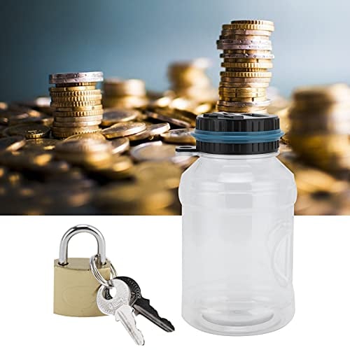 Digital Coin Bank, Euro Money Box Bottle with Lock LCD Display, Coin Counter Machine, Money Saving Jar, Transparent Piggy Bank