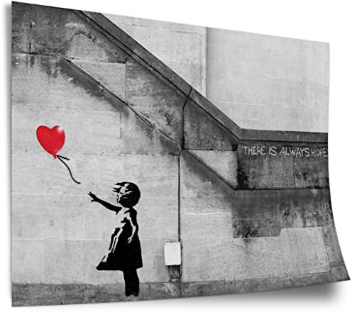 Printistico Poster Banksy - Balloon Girl Mädchen mit Luftballon always hope Street Art Kunstdruck ohne Rahmen, Wandbild - A4, A3, A2, A1, A0, XXL - Wohnzimmer, Schlafzimmer, Küche, Deko