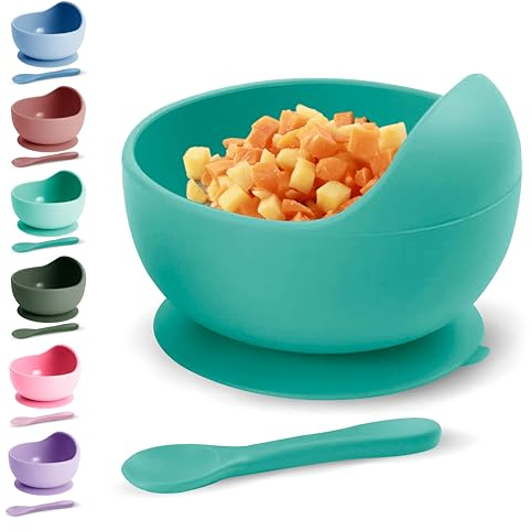Xabono Platos de bebé con succión sin BPA de silicon verde menta