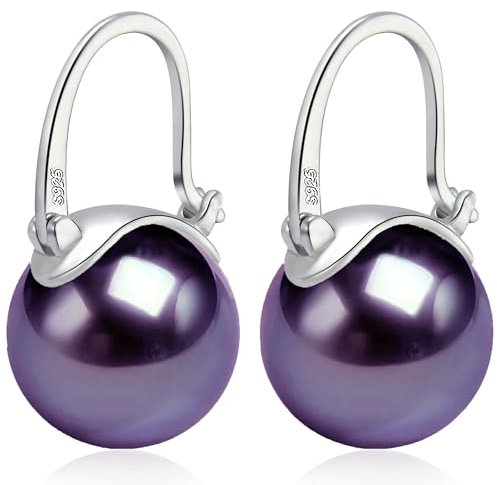 Huge Tomato Damen Perlenohrringe Ohrhänger mit 14mm großen Perlen und 925 Sterlingsilber Verschluss elegante Ohrringe als Geschenk für Frauen