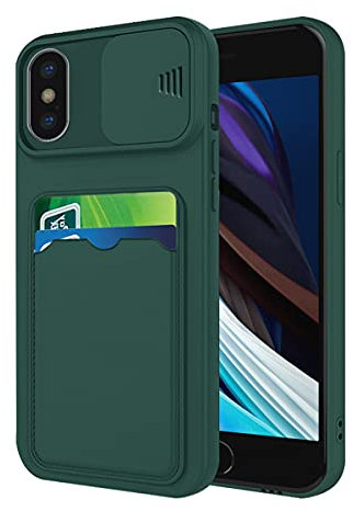 Wousunly Compatibile con Cover iPhone XS Max Silicone Antiurto TPU| Custodia iPhone XS Max con Porta Carte Sottile| iPhone XS Max Case con Protezione Fotocamera (verde scuro)