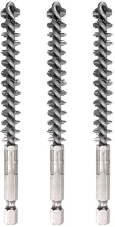 sourcing map 3 Stück Edelstahl-Bohrungsbürsten, 10 mm Durchmesser, Reinigungsdrahtbürste mit Griff, 1/4 Zoll Sechskantschaft für Rohre, Anschlüsse, Lager