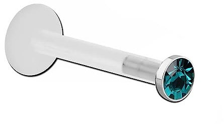 Inoki - Micro labret Bioflex Cristal 2.35mm serti acier - Jonc/Tige 1.2mm, Long. int. 10mm, Élément 2.35mm - Zircon Bleu