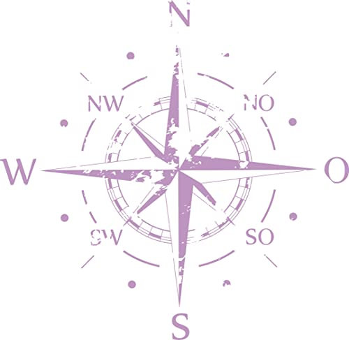 INDIGOS UG - Wandtattoo Wohnzimmer - Wandaufkleber Kompass - Himmelsrichtungen - Windrose - Marine - 80x80 cm - Flieder - Aufkleber Kinderzimmer Schlafzimmer Küche Badezimmer Büro Dekoration
