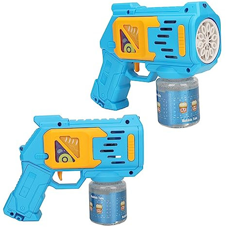 Seifenblasenmaschine Seifenblasenmaschine LED Blitz Automatisch Starker Motor Auslaufsicher mit Seifenflüssigkeit (Blau)