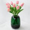 Relexome Dunkelgrüne Glas-Blumenvase für Tafelaufsätze, Blumen, 17 cm, rund, moderne Glasvase, dekorative Vasen für Heimdekoration, Wohnzimmer, Esstisch, Eingang, Regal, Büro