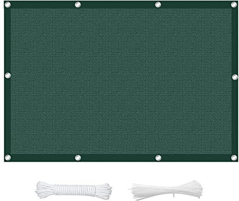Voile d'ombrage, Tissus Respirant 2 x 9.5 m 95% Résistant Aux UV, Respirant Voile D'ombrage Toile D Ombrage avec Le Kit de Fixation pour Terrasse Jardin Extérieur, Vert Foncé
