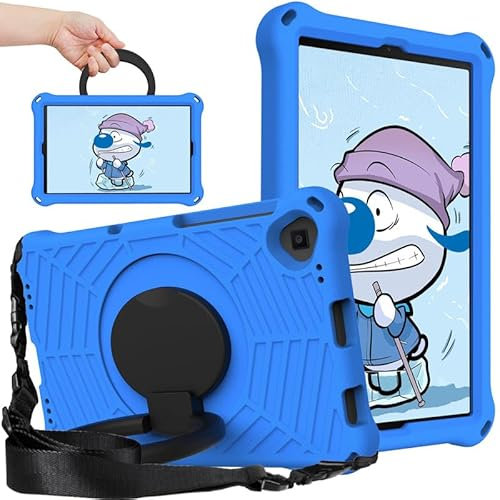 For Galaxy Tab A 2019 Kids Case 10.1-Inch, Spider Web Pattern EVA Foam, with Ring Handle Stand & Shoulder Strap Tablet Case For Samsung Galaxy Tab A SM-T510/T515, Blue