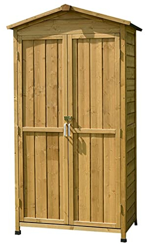 Capannone per esterni in legno con grande capacità, armadio per attrezzi da giardino alto, casetta da giardino impermeabile per mobili da giardino, per esterni, cortile (dimensioni : B) (B)