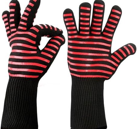 HUFFA Guantes for Barbacoa Resistencia a Altas temperaturas Manoplas for Horno 500 800 Grados Barbacoa ignífuga Aislamiento térmico Guantes for Horno microondas (Color : D)