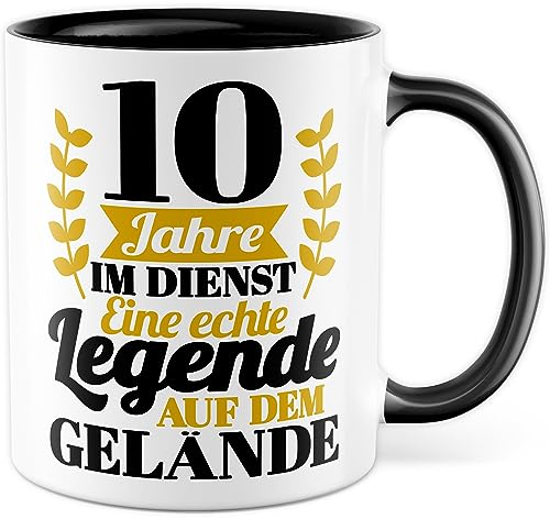 Tasse Dienstjubiläum Geschenk, 10 Jahre im Dienst - Eine echte Legende Geschenkidee Kollegen Kaffee-Becher Kaffeetasse Tasse mit Spruch Firmenjubiläum Arbeitsjubiläum Büro-Geschenk
